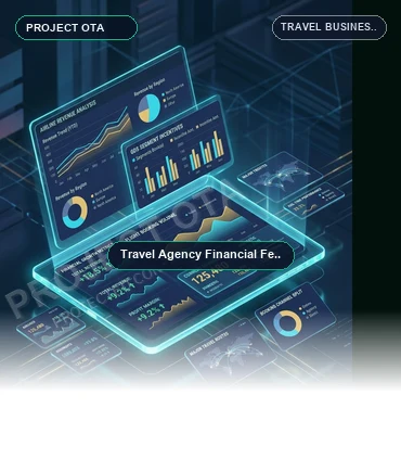 Financial spreadsheet and financial modeling graphs for travel agency revenue and GDS incentives